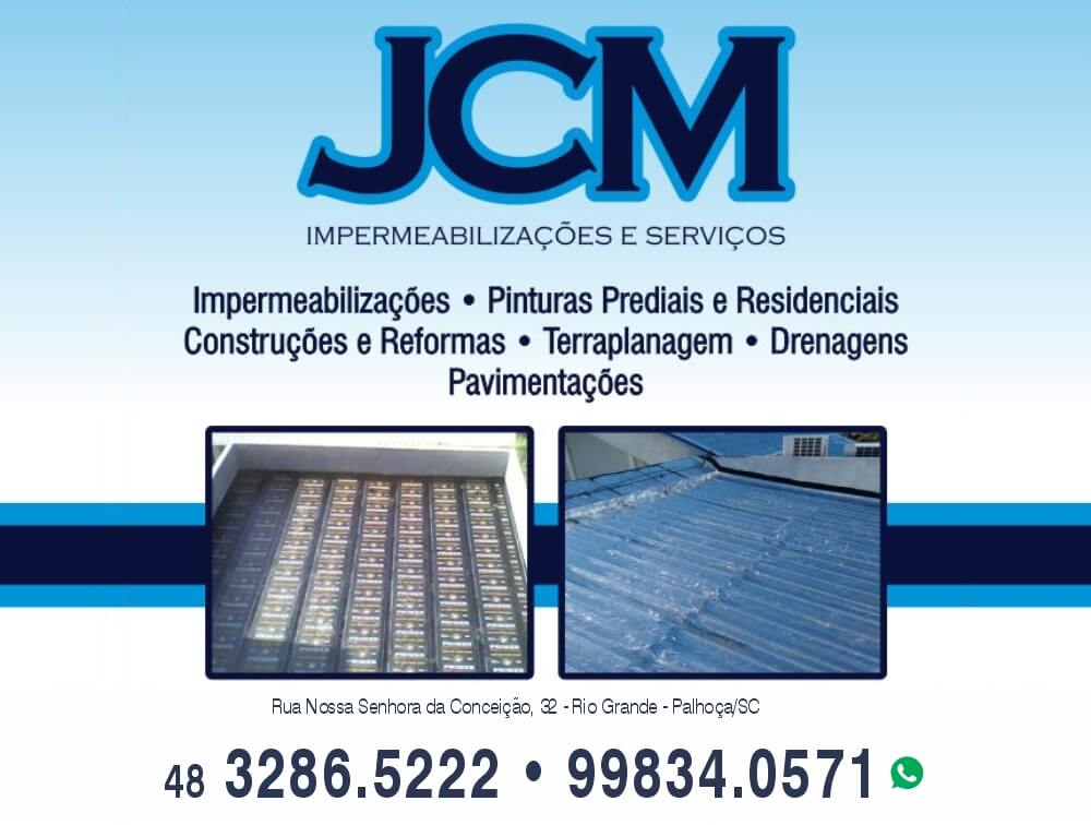 JCM Impermeabilizações e Serviços em Palhoça, SC. Atendemos Palhoça, Florianópolis, São José e Região.